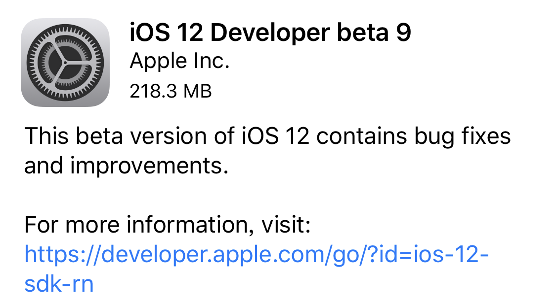 iOS 12、測試版