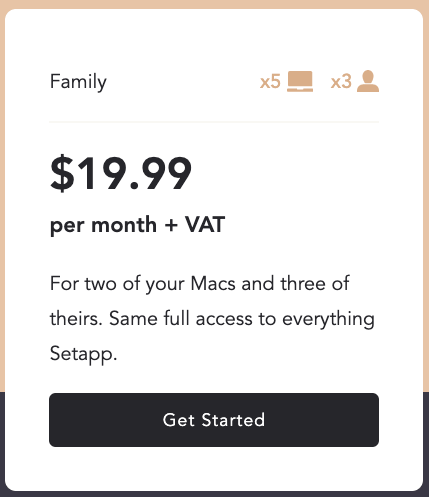 Setapp家庭方案價格