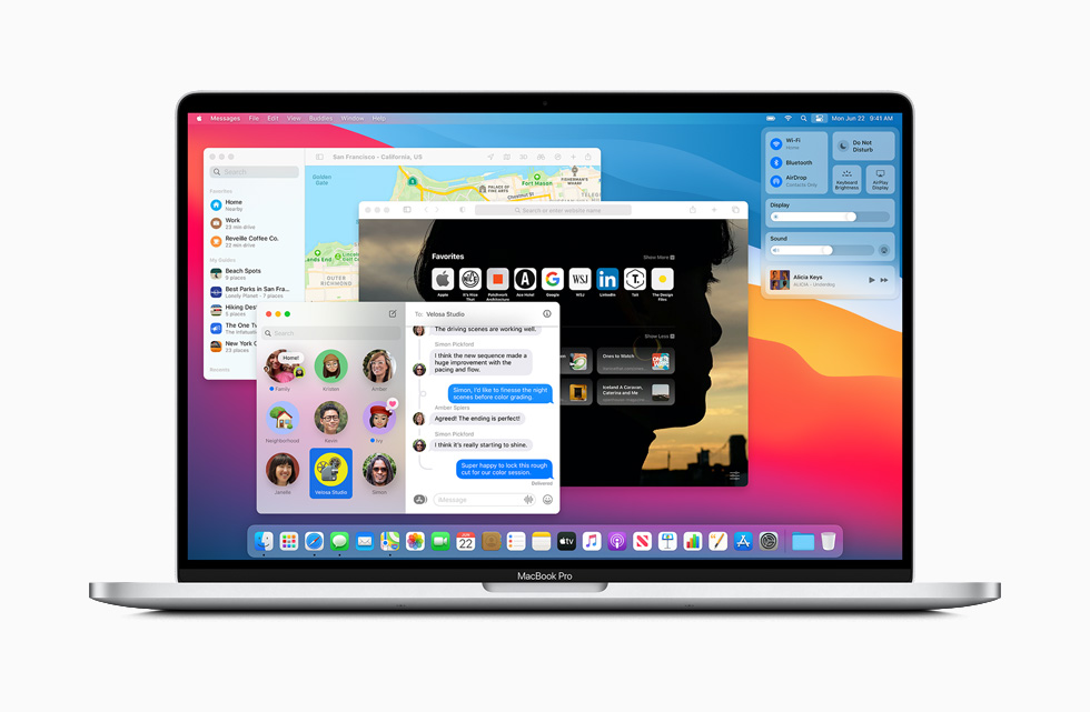 顯示在 MacBook Pro 上 macOS Big Sur 中的「訊息」。