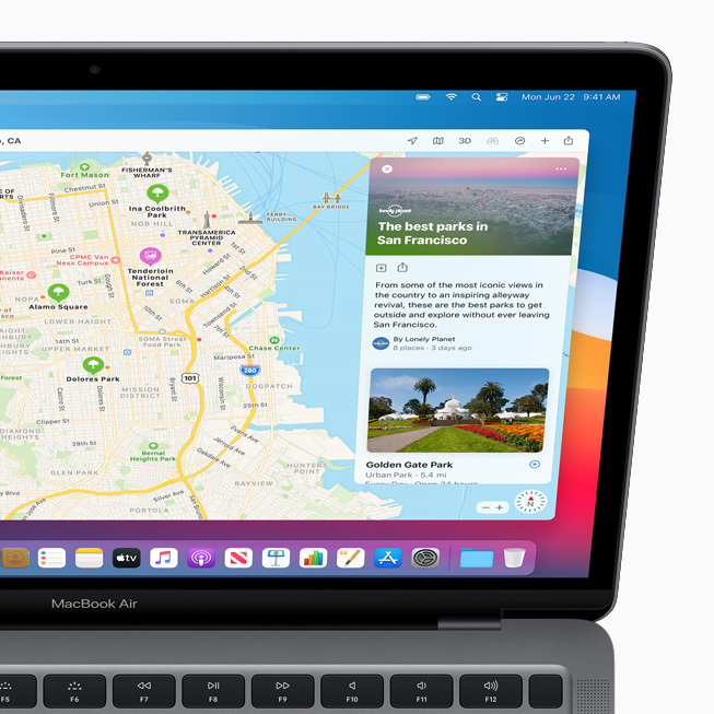 顯示在 MacBook Pro 上「地圖」中的全新「導覽指南」功能。