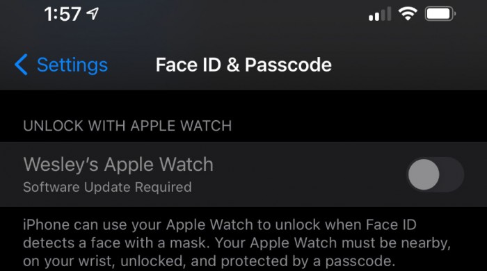FaceID Apple Watch 解鎖 口罩