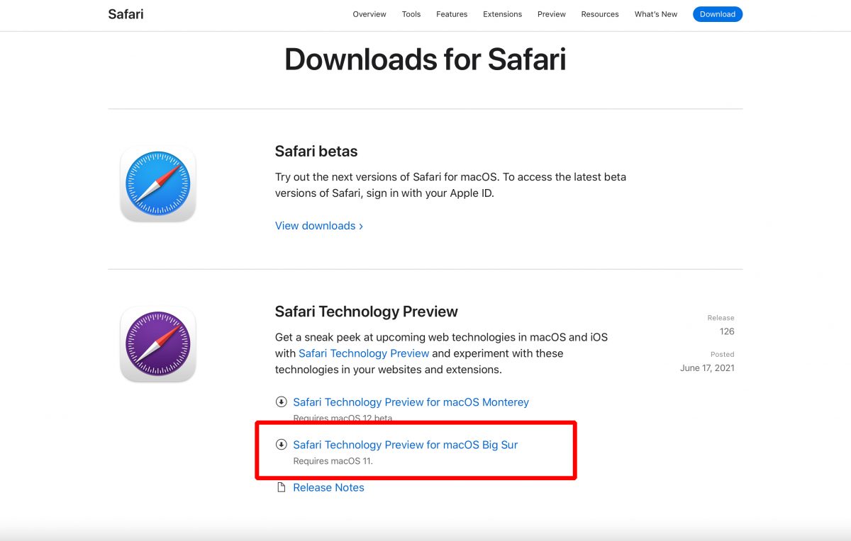 Safari 測試版 macOS WWDC