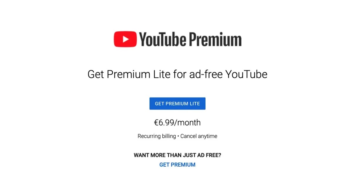 YouTube Premium Lite YouTube