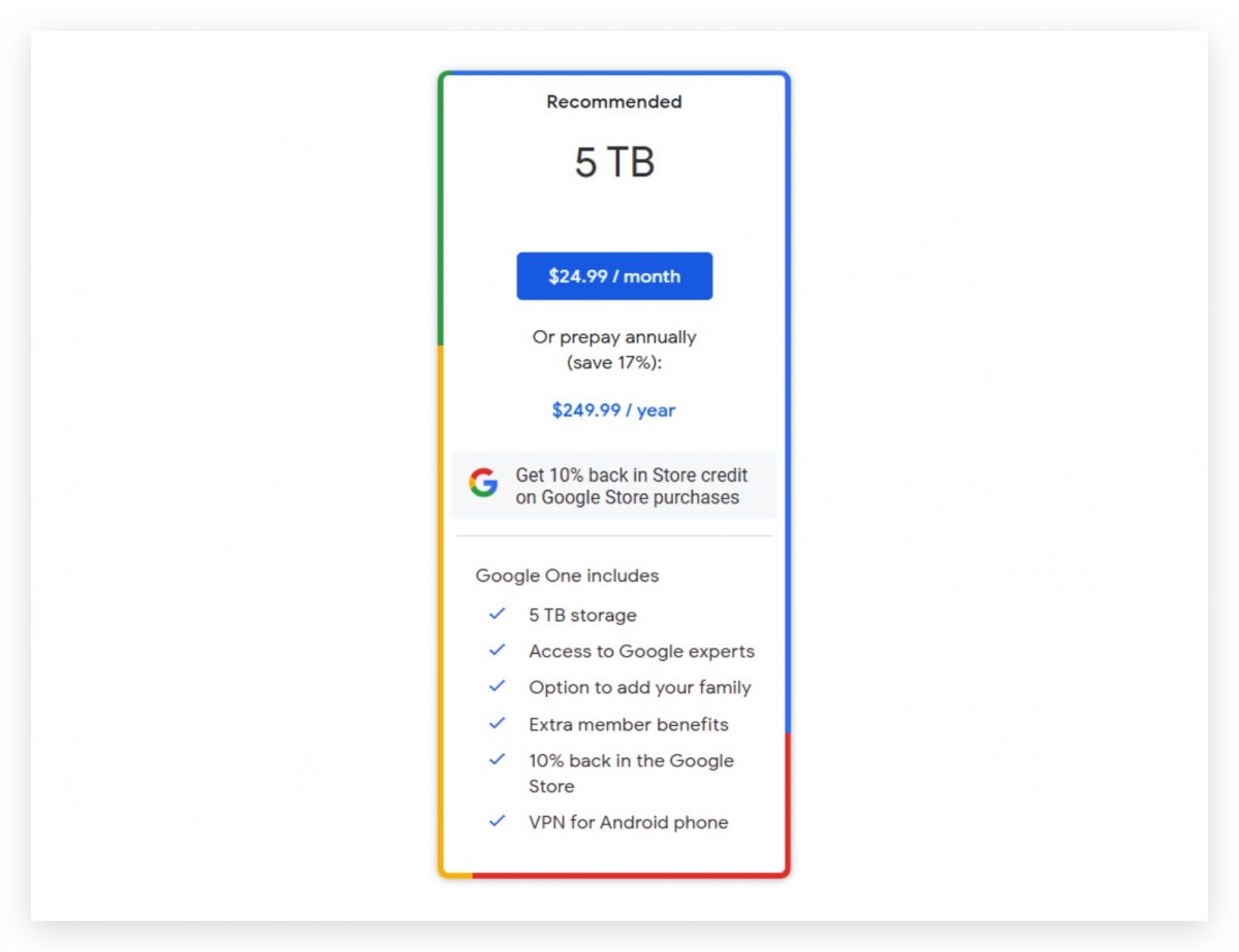 Google One 5TB
