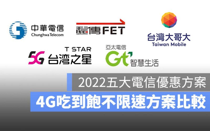 中華電信 台灣大哥大 遠傳電信 台灣之星 亞太電信 4G 吃到飽 方案 資費