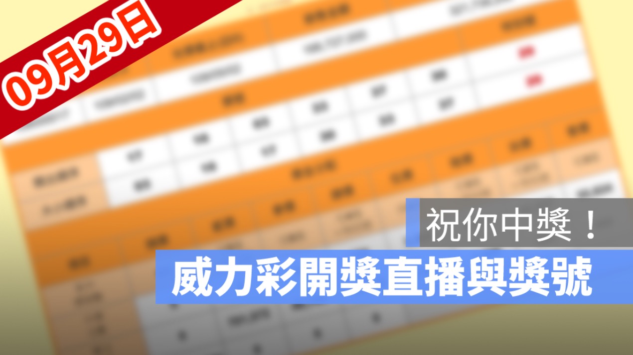 9月29日威力彩開獎直播：威力彩開獎時間幾點、得獎號碼、中獎方式看這裡