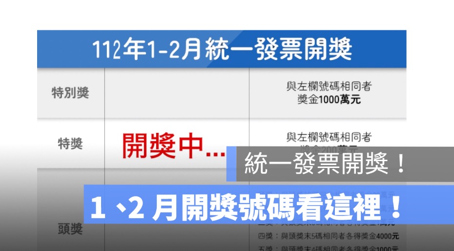 2023統一發票1、2月開獎號碼來囉！112年發票兌獎、開獎直播、領獎方法看這裡