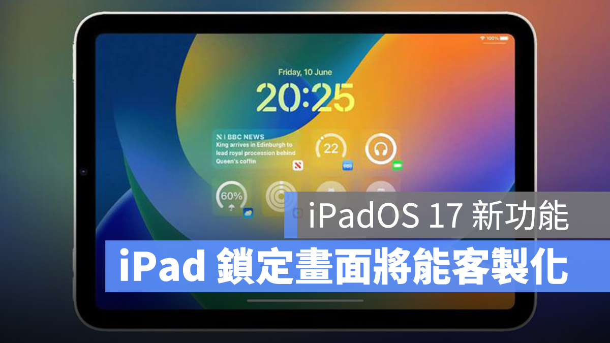 iPad 鎖定畫面 客製化 Widget 小工具 iPadOS 17 iOS
