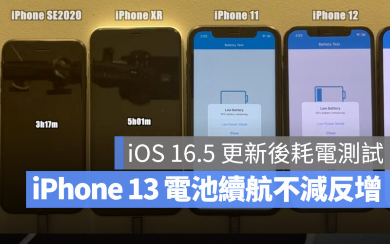 iOS 16.5 耗電量 續航力 測試