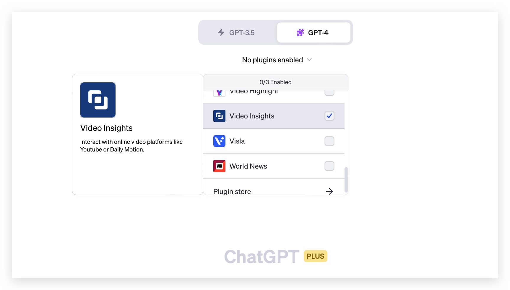 ChatGPT 外掛 Plugins Video Insights