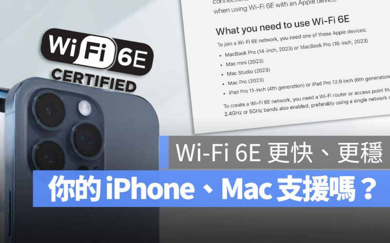 Wi-Fi 6E Apple 設備 產品 iPhone iPad Mac HomePod mini