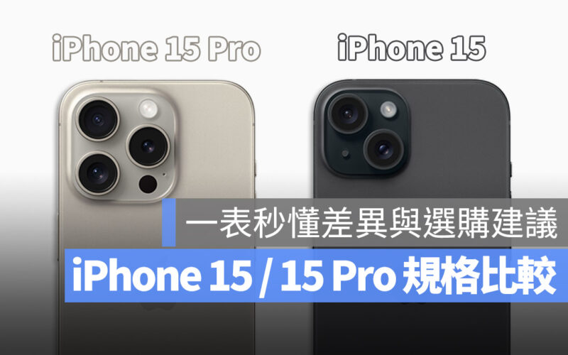 iPhone 15 iPhone 15 Pro 規格比較