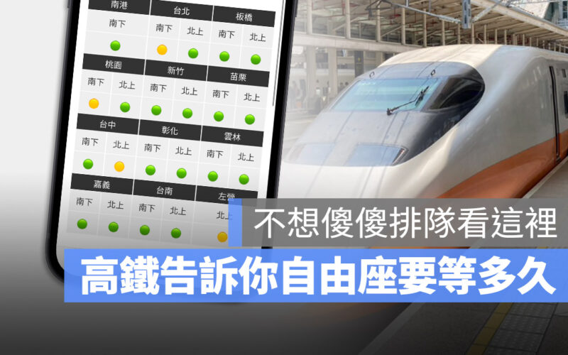 高鐵 車站人潮資訊 查詢 自由座 高鐵 App