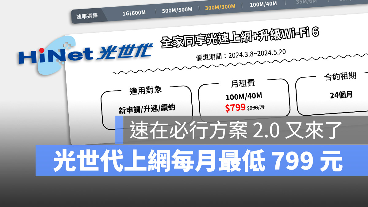 中華電信 光世代 速在必行 2.0 限時優惠加碼
