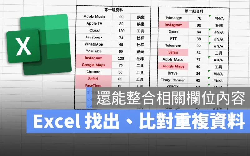 Excel 比對 重複 表格 欄位 資料 條件式格式設定 vlookup