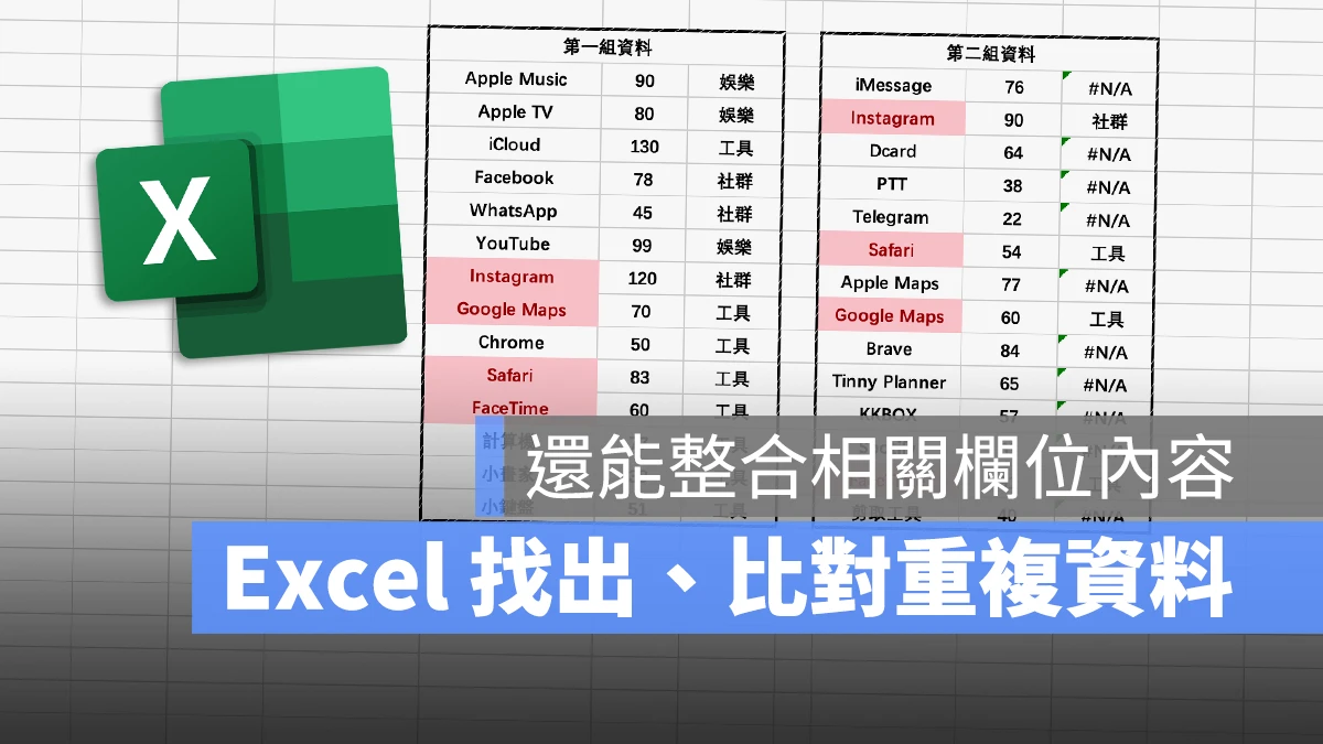 Excel 比對 重複 表格 欄位 資料 條件式格式設定 vlookup