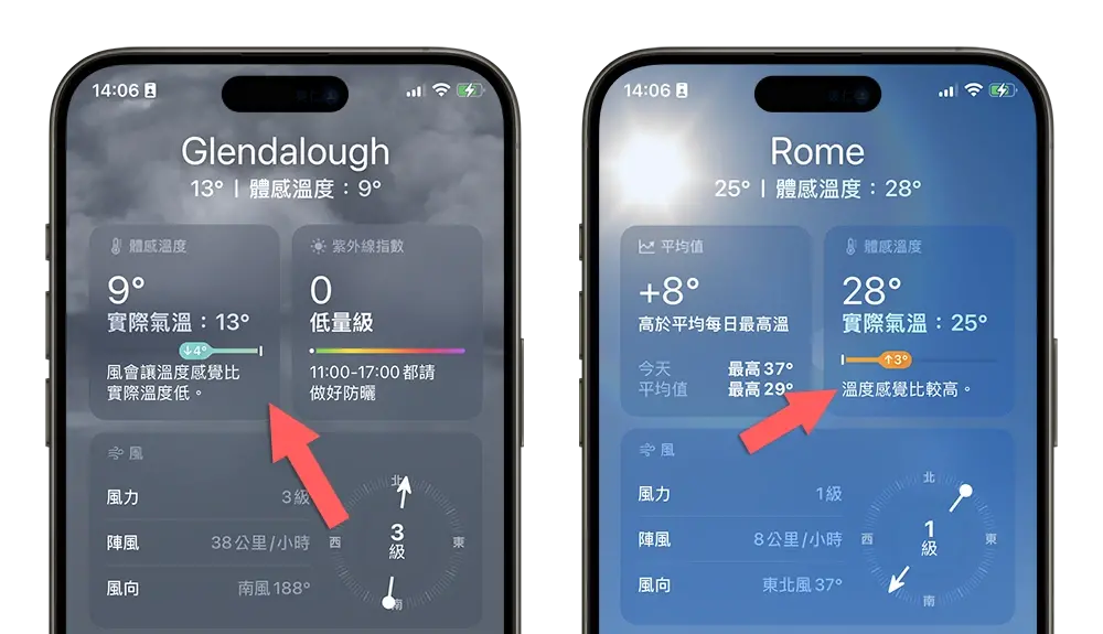 iOS 18 iPhone 天氣 App 新功能 體感溫度
