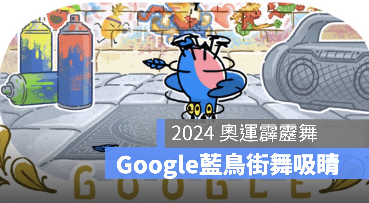 Google Doodle 霹靂舞項目：藍鳥用可愛的身軀，跳出帥氣的地板動作，吸引粉絲目光。