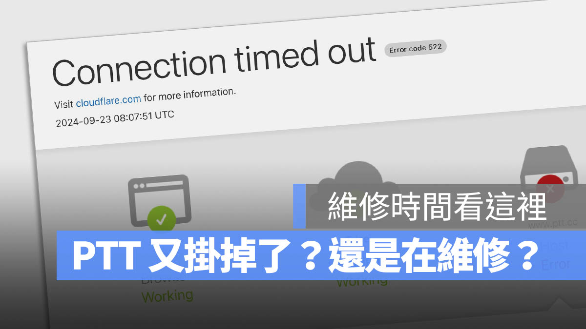 PTT 掛掉 當機 維修 公告 維護時間
