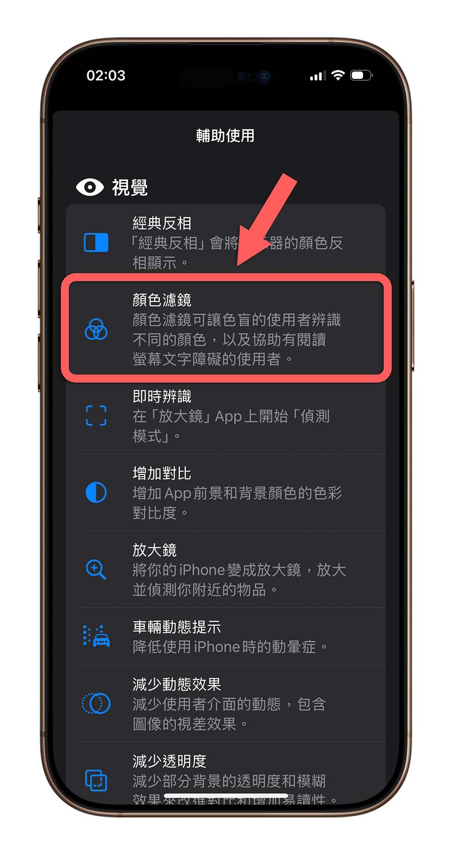 iPhone 輔助使用 顏色濾鏡 觸控 背面輕點