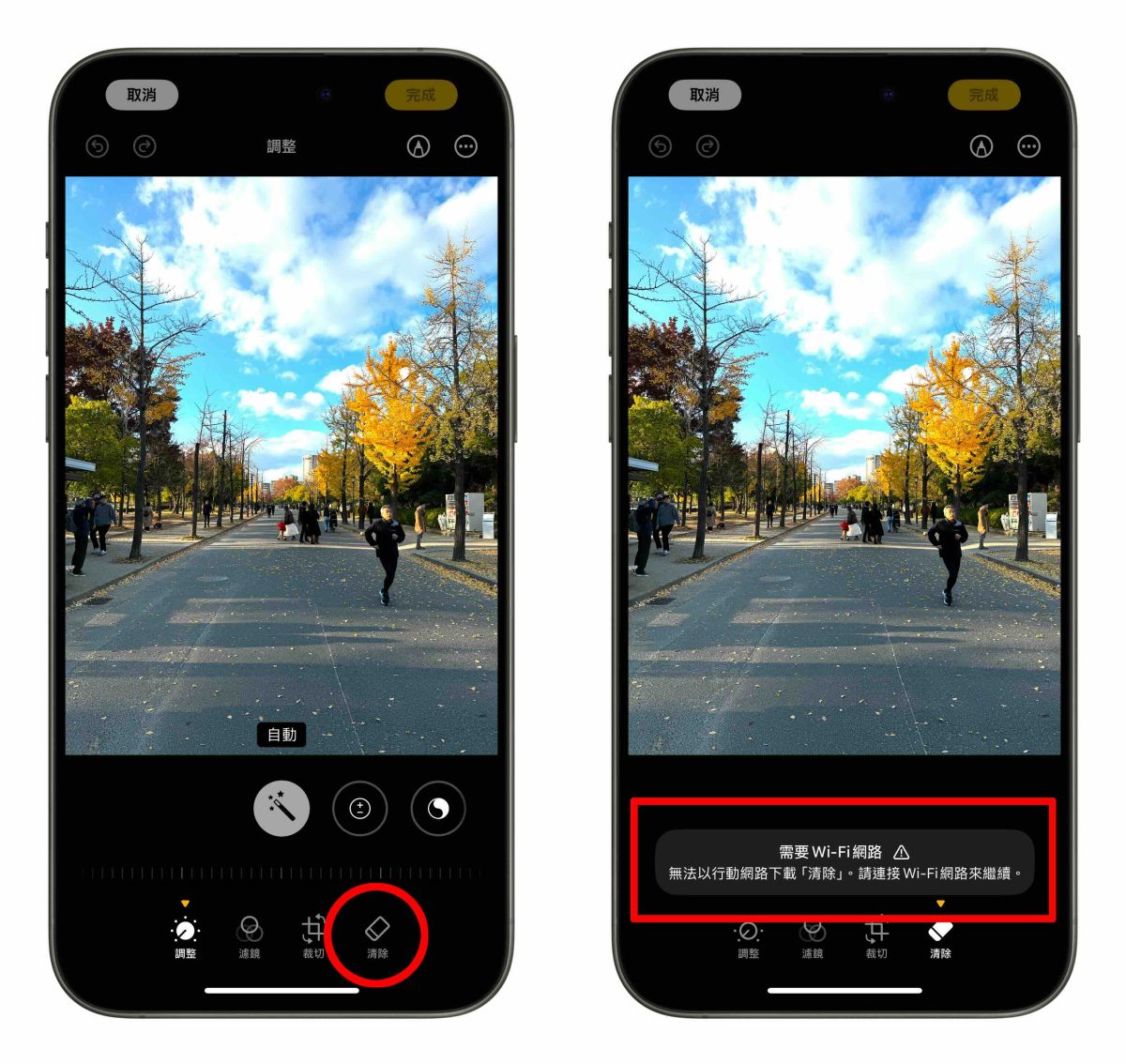 iOS iPhone iOS 18.1 照片清除工具 照片清除工具 照片清除工具沒 Wi-Fi