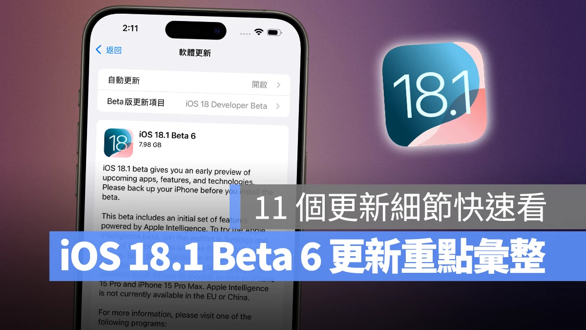 iOS iPhone iOS 18 iOS 18.1 iOS 18.1 Beta 6