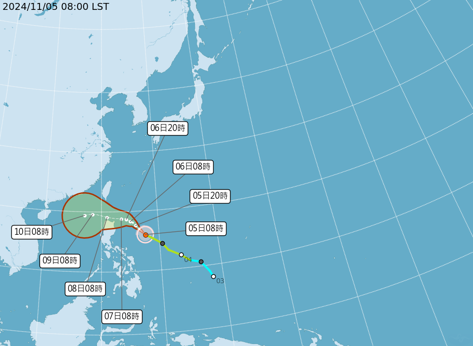 銀杏颱風動態最新、銀杏颱風路徑預測圖／氣象署官網