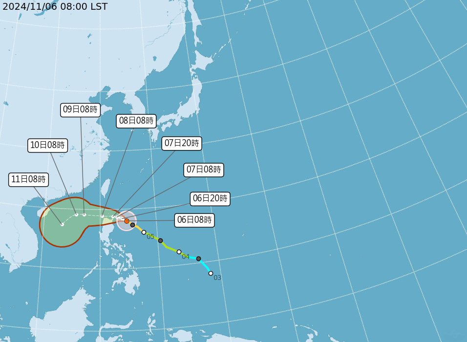 銀杏颱風動態最新、銀杏颱風路徑預測圖／氣象署官網