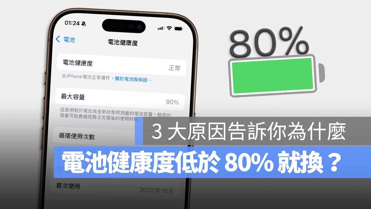 iPhone 電池健康度低於 80% 換電池