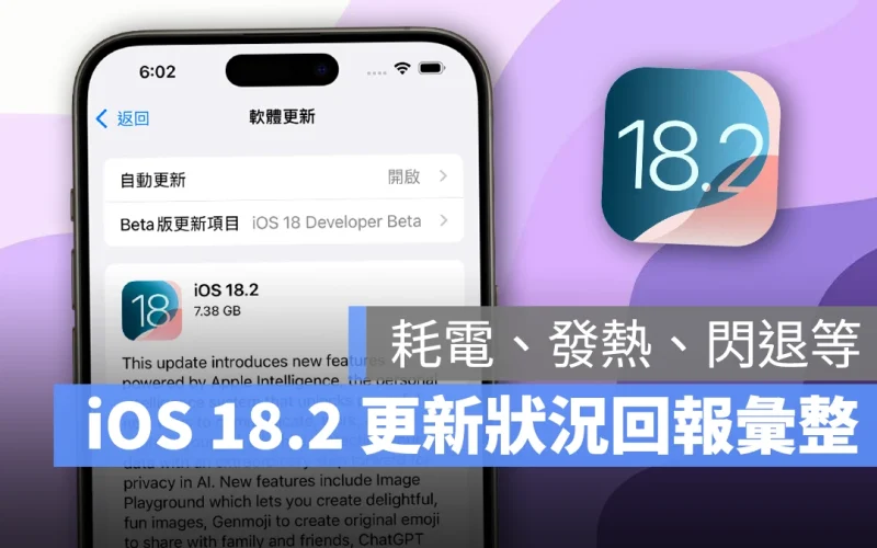 iOS iOS 18 iOS 18.2 iOS 18.2 更新 iPhone 更新 更新回報 更新災情 更新狀況 災情 iOS 18.2 災情 系統更新 軟體更新 Apple Intelligence